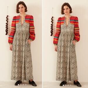 NWT NEW Alix of Bohemia Winifred Orange Bloom Maxi Dress